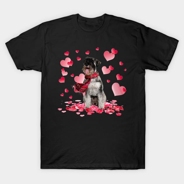 Standard Schnauzer Hearts Love Happy Valentine's Day T-Shirt by cyberpunk art